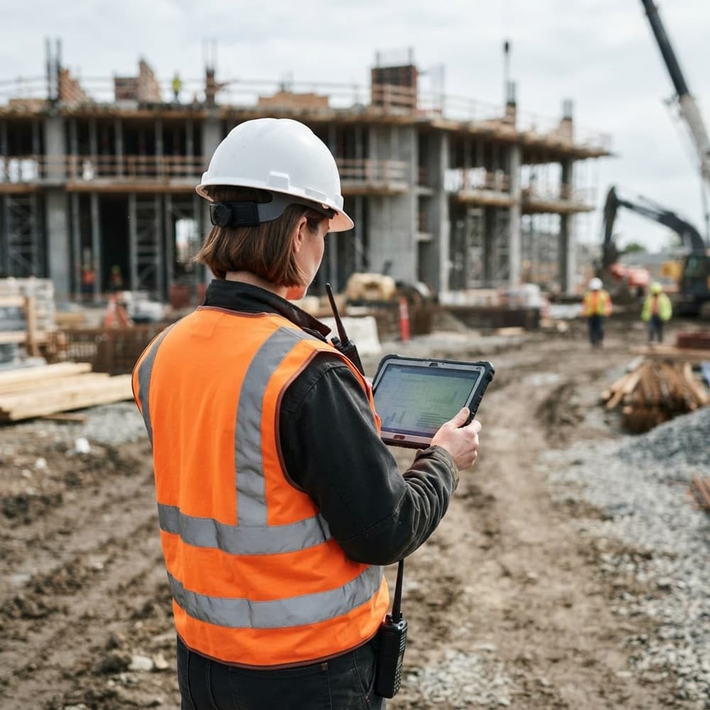Responsabile che compila un rapportino su tablet